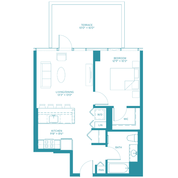 Halsted Flats 1 3tb Teal