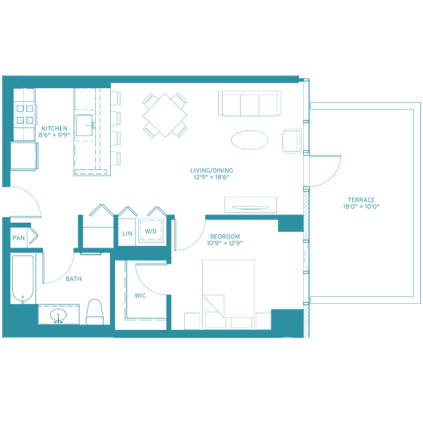 Halsted Flats 1 4tb Teal