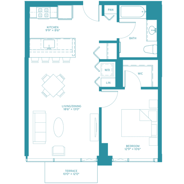 Halsted Flats 1 4 TC Teal
