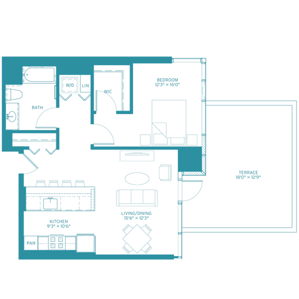 Halsted Flats 1 6t Teal