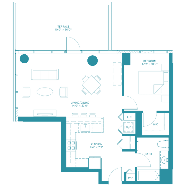 Halsted Flats 1 7t Teal