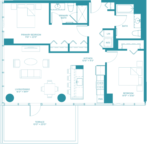 Halsted Flats 2 3t Teal